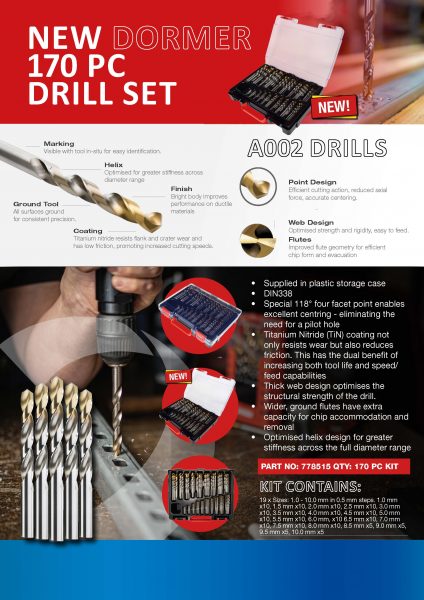 DORMER 170 Pc Set A4 Leaflet