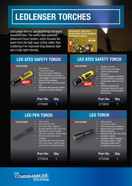 LedLenser Torches and Batteries A4 Leaflet