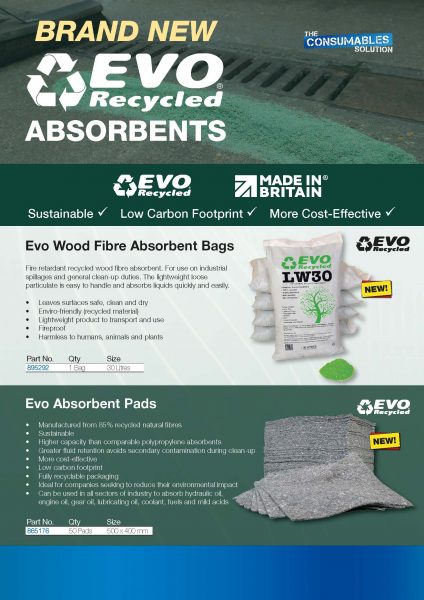 New EVO Recycled Absorbents – A4 Leaflet